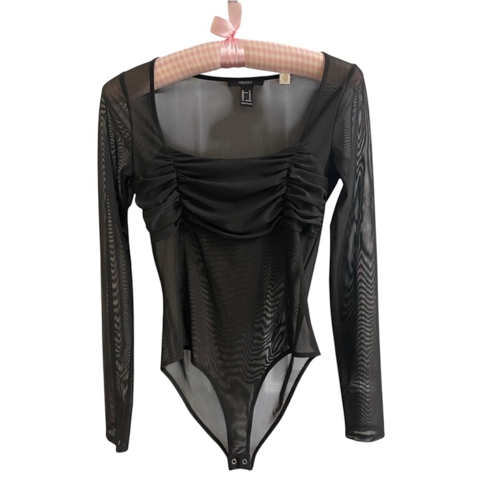 🖤Forever 21 Black Sheer Bodysuit, M